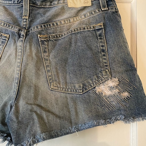 AG Distressed high waist raw hem denim shorts, size 27 - Picture 6 of 7